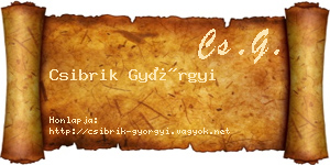 Csibrik Györgyi névjegykártya